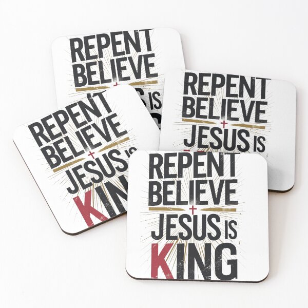 Item preview, Repent and Believe – Jesus Is King | Bold Christian Artwork designed and sold by NoviaRobert.