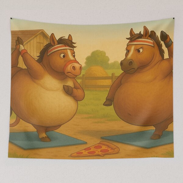 Item preview, two fat horses do gymnastics designed and sold by Mauswohn.