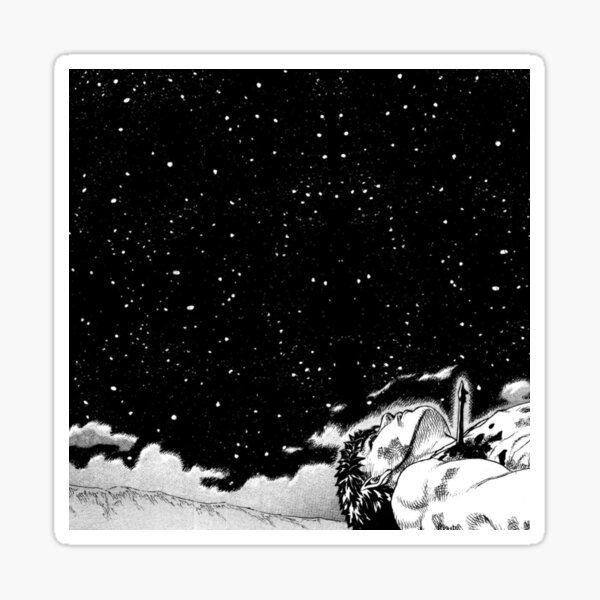 Aperçu de l'œuvre Guts regardant les étoiles après sa rencontre avec Skull Kight créée et vendue par Game-Ani-Center.