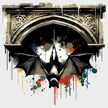 Vorschaubild zum Design Upside-Down Bat under Gothic Arch – Watercolor Art von Kobeko