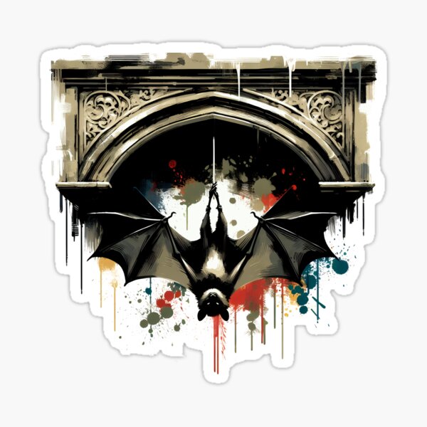 Artikel-Vorschau von Upside-Down Bat under Gothic Arch – Watercolor Art, designt und verkauft von Kobeko.