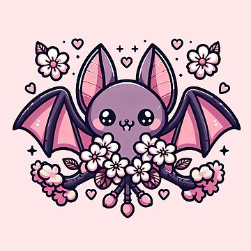 Vorschaubild zum Design Blossom Bat – Cute Anime Style with Cherry Blossoms von Kobeko