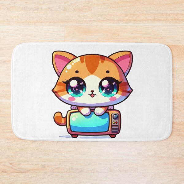 Item preview, cute redhead Kawaii Cat sitting with a television,Kawaii Cat,cute Cat,cute Kawaii Cat designed and sold by Expressions-Sel.