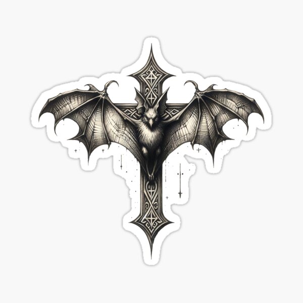Artikel-Vorschau von Gothic Bat on Cross – Dark Elegance in Gray and Brown, designt und verkauft von Kobeko.