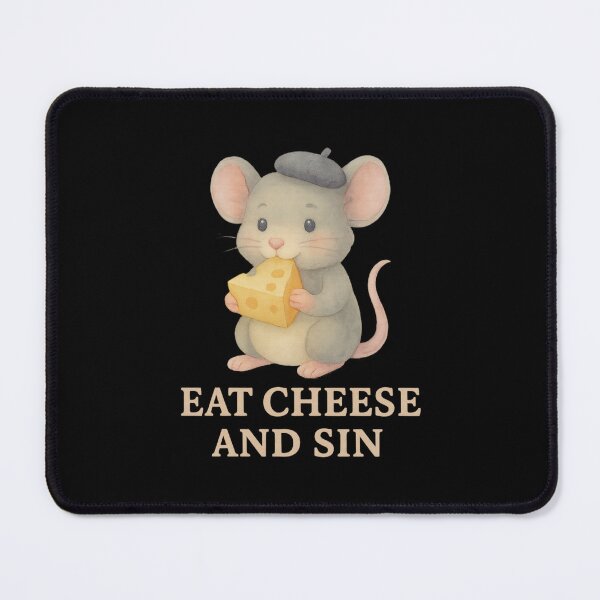 Item preview, Eat Cheese and Sin Watercolor French Mouse designed and sold by ModkMerch.