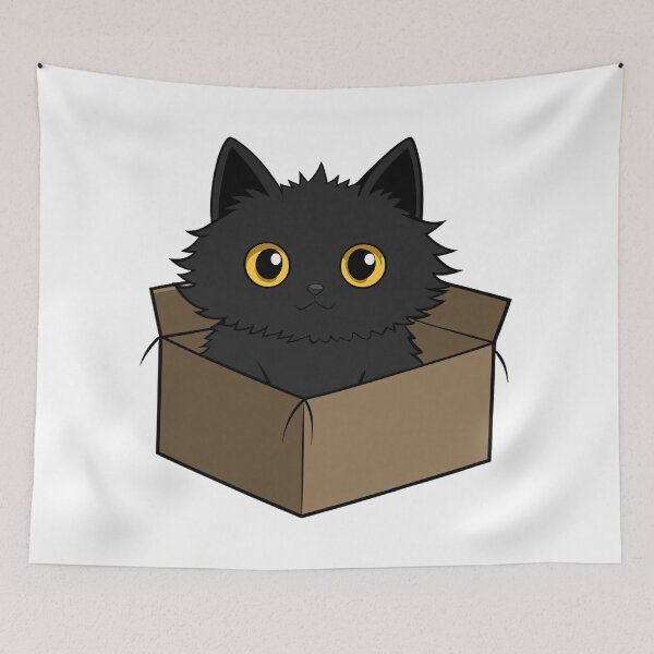 Item preview, cute black Kawaii Cat sits in a box,Kawaii Cat,cute Cat,cute Kawaii Cat designed and sold by Expressions-Sel.