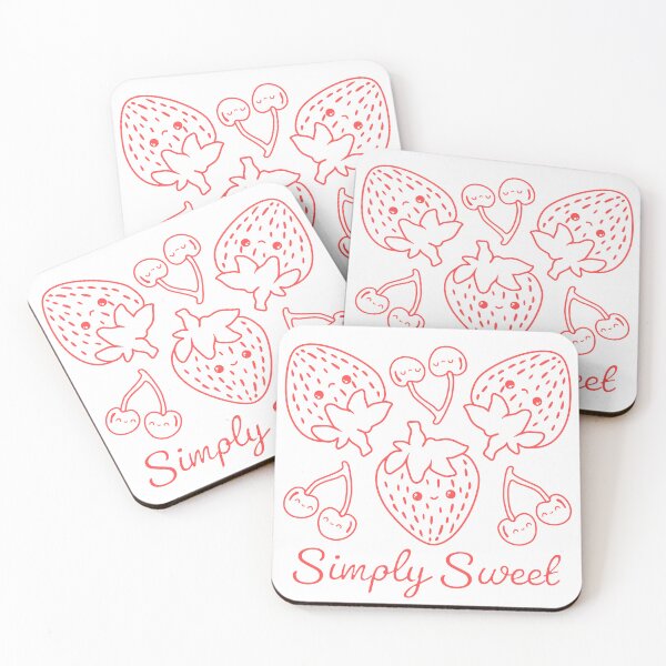 Item preview, Kawaii Simply Sweet Minimalist Strawberry Cherry Fruit Line Art Drawing designed and sold by EliveraDesigns.