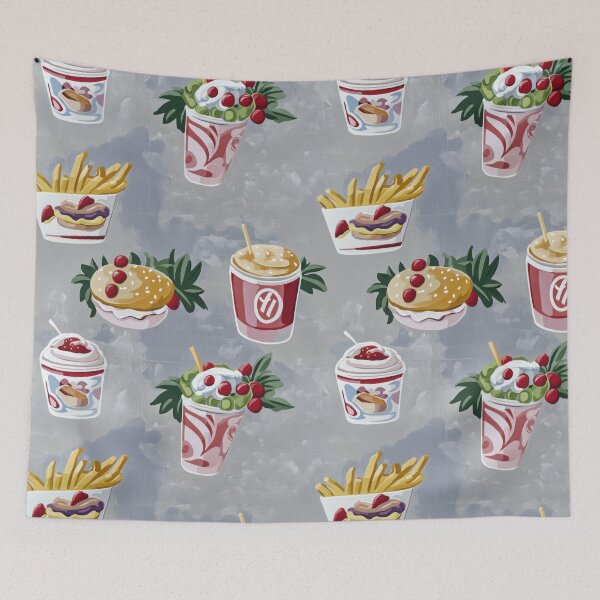 Item preview, Pop-art pattern of vintage fast food — Contemporary Graphic Art designed and sold by HEADMADE-TV.