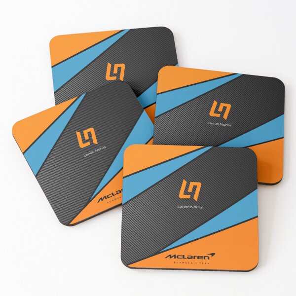 Aperçu de l'œuvre F1 2025 Lando Norris fibre de carbone Noir, bleu et orange créée et vendue par Pink Polar F1.