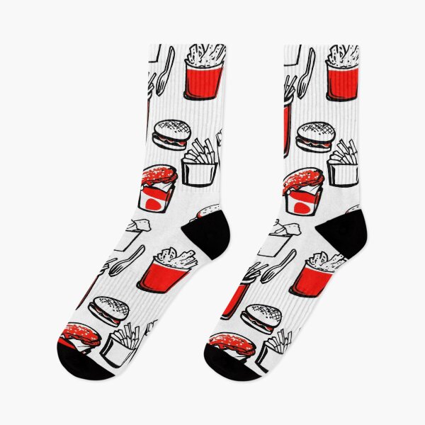 Item preview, Cartoon burgers and fries in diner — Contemporary Graphic Art Style designed and sold by HEADMADE-TV.