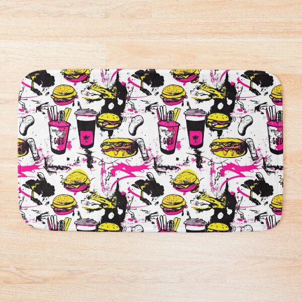 Item preview, Cartoon burgers and fries in diner — Contemporary Graphic Art Structure designed and sold by HEADMADE-TV.