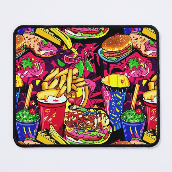Item preview, Dynamic Cartoon burgers and fries in — Contemporary Graphic Art designed and sold by HEADMADE-TV.