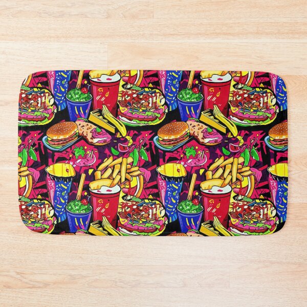 Item preview, Dynamic Cartoon burgers and fries in — Contemporary Graphic Art designed and sold by HEADMADE-TV.