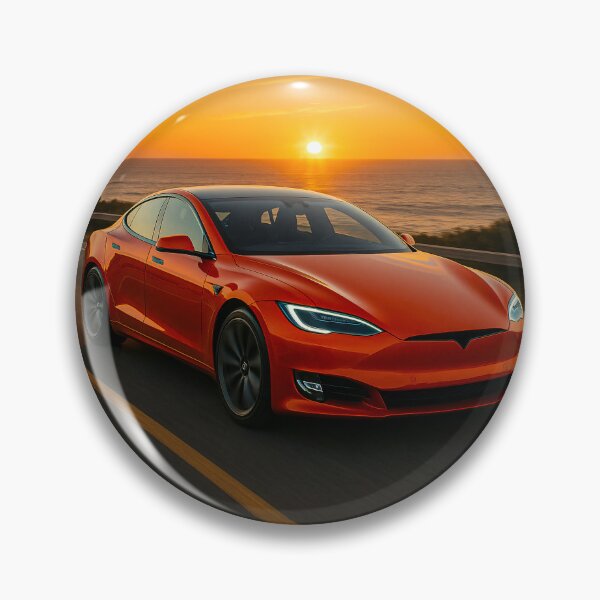 Item preview, Futuristic Electric Car Driving Along Ocean Road At Sunset designed and sold by RevUpDesign.