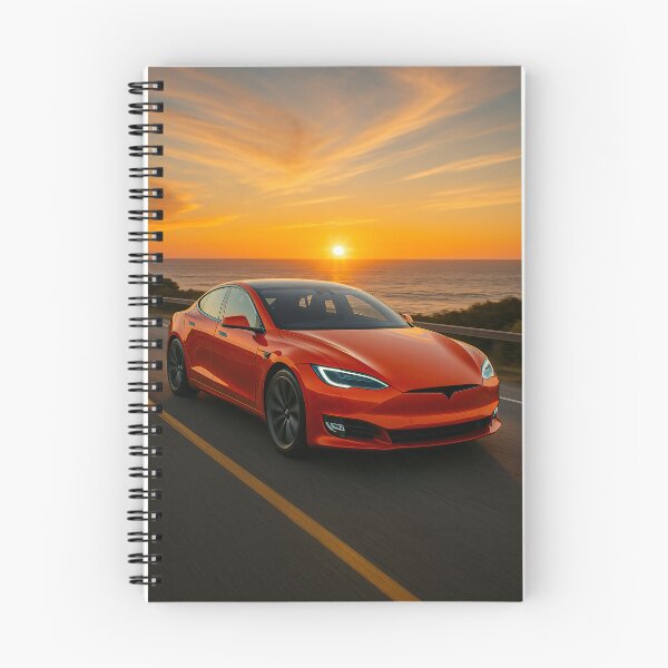 Item preview, Futuristic Electric Car Driving Along Ocean Road At Sunset designed and sold by RevUpDesign.