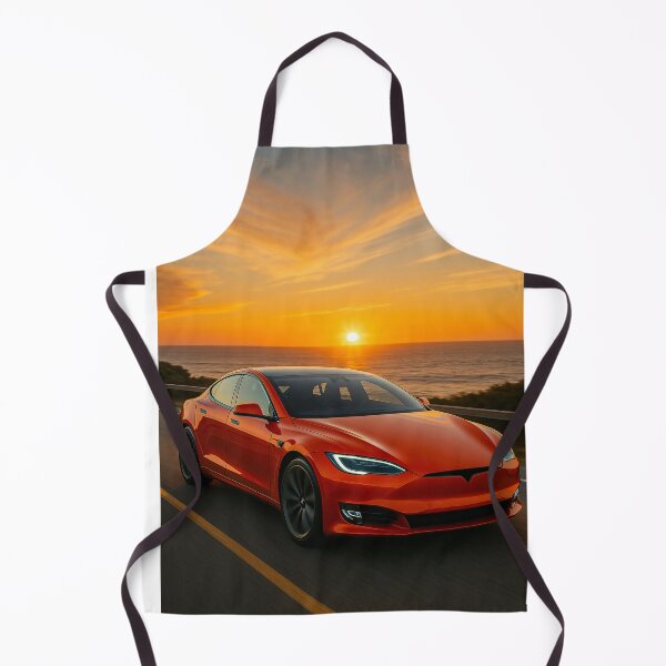 Item preview, Futuristic Electric Car Driving Along Ocean Road At Sunset designed and sold by RevUpDesign.
