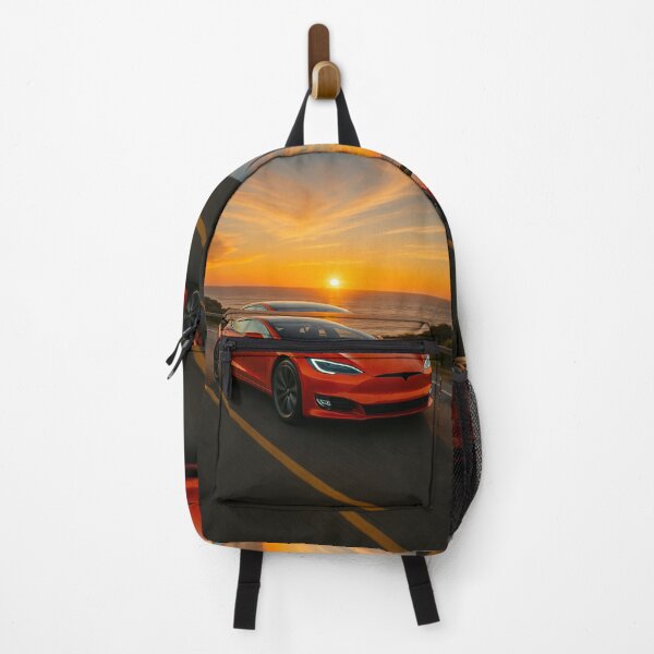 Item preview, Futuristic Electric Car Driving Along Ocean Road At Sunset designed and sold by RevUpDesign.