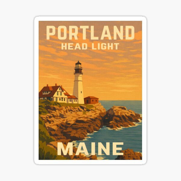 Item preview, Retro Vintage Travel Portland Maine Lighthouse designed and sold by Blazing-Arts.