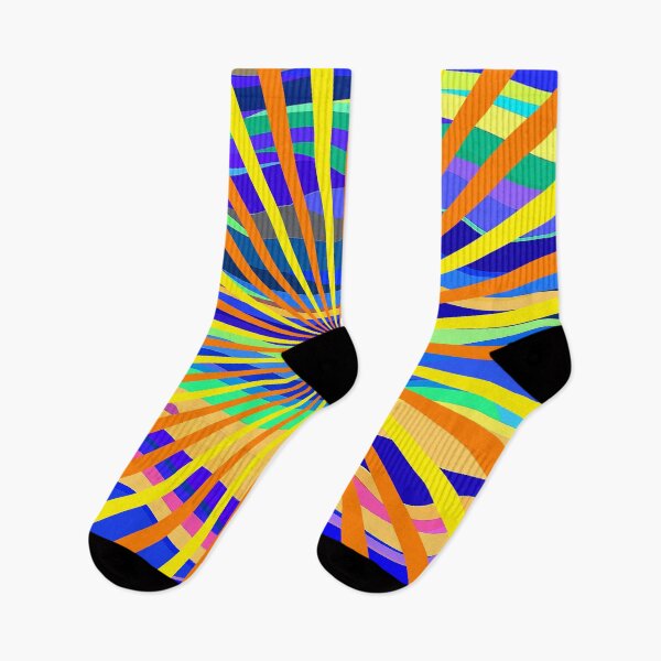 Item preview, Vibrant Radial Sunburst over Multicolor Wavy Stripes Pattern designed and sold by larissa-myrie.