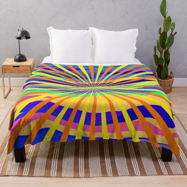 Item preview, Vibrant Radial Sunburst over Multicolor Wavy Stripes Pattern designed and sold by larissa-myrie.