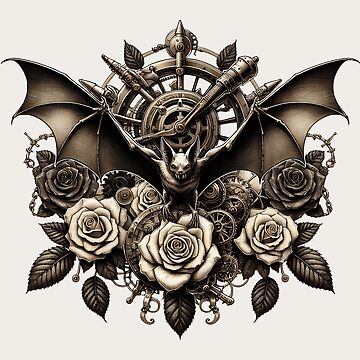 Vorschaubild zum Design Sepia Steampunk Bat & Roses – Vintage Gothic Design von Kobeko