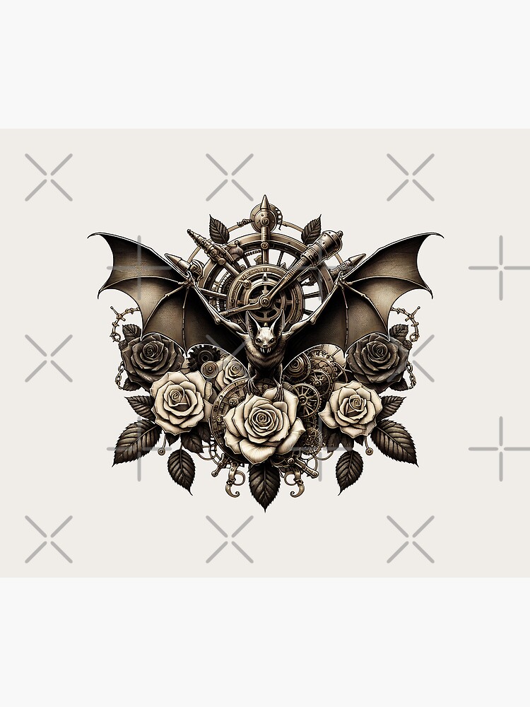 Thumbnail 5 von 5, Mauspad, Sepia Steampunk Bat & Roses – Vintage Gothic Design designt und verkauft von Kobeko.