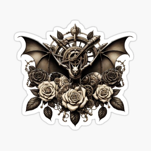 Artikel-Vorschau von Sepia Steampunk Bat & Roses – Vintage Gothic Design, designt und verkauft von Kobeko.