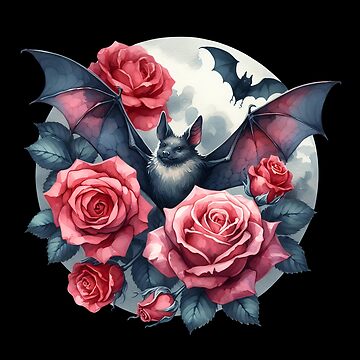 Vorschaubild zum Design Watercolor Bats & Roses – Graceful Night Flight von Kobeko