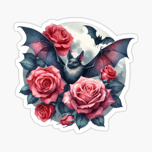 Artikel-Vorschau von Watercolor Bats & Roses – Graceful Night Flight, designt und verkauft von Kobeko.