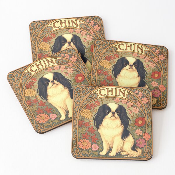 Item preview, Japanese Chin Art Nouveau Dog Portrait – Elegant Vintage Style Illustration designed and sold by SUNAGIMO9999.
