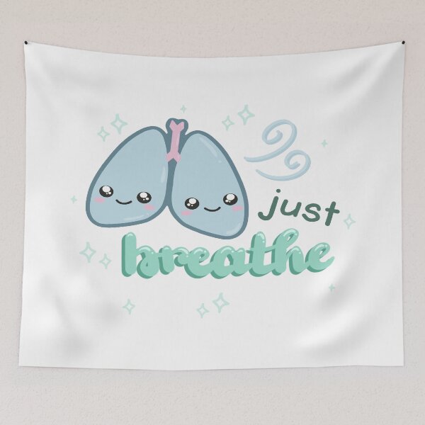 Item preview, Just Breathe – Kawaii Lung Self-Care Design, Mental Health Reminder designed and sold by theartbykay.