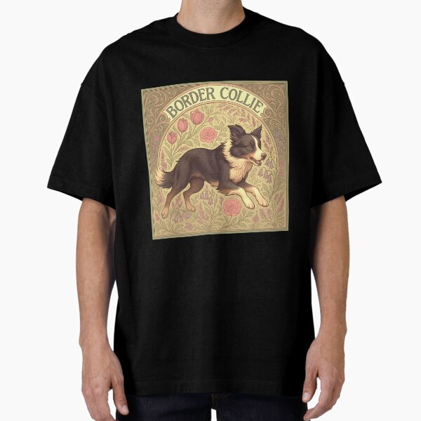 Vista previa del artículo con la obra «Diseño floral Art Nouveau de Border Collie», diseñado y vendido por SUNAGIMO9999.