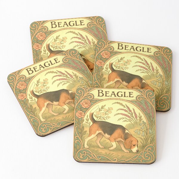 Item preview, Beagle Sniffing in Art Nouveau Garden designed and sold by SUNAGIMO9999.