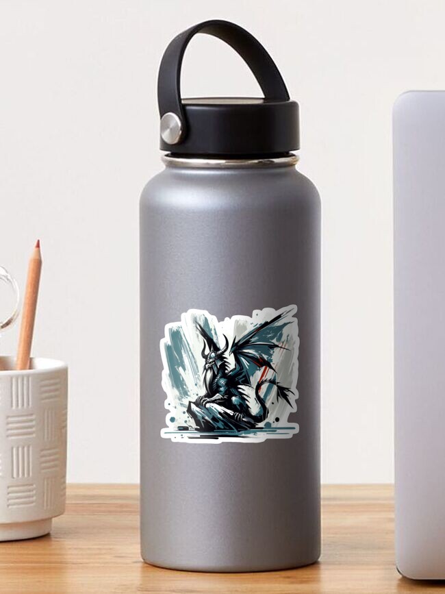 Thumbnail 1 von 3, Sticker, Viking Dragon – Fantasy Warrior with Helmet designt und verkauft von Kobeko.