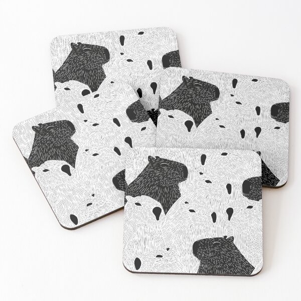 Item preview, Monochrome Capybara Crowd – Minimalist Animal Line  designed and sold by my-sanity.