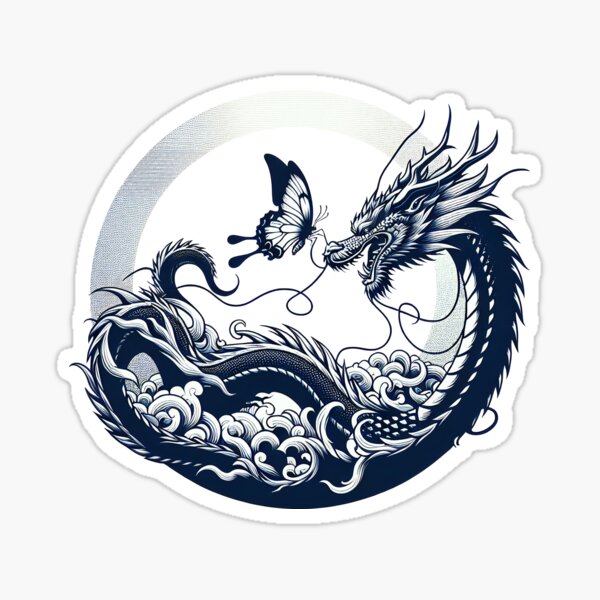 Item preview, Dragon and Butterfly – Strength Meets Stillness designed and sold by Kobeko.