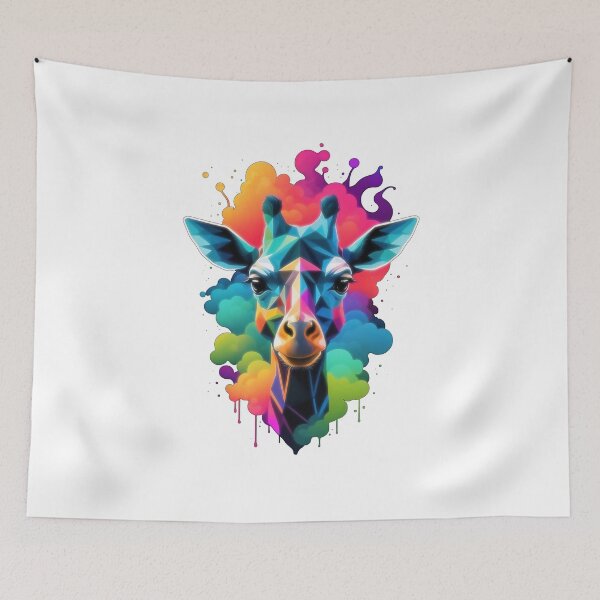 Aperçu de l'œuvre Girafe Néon Géométrique Multicolore créée et vendue par KDOP.