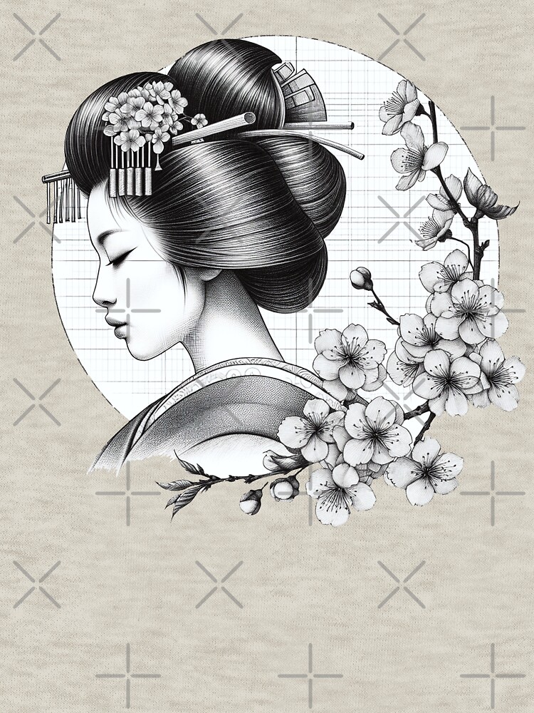 Thumbnail 7 von 7, Classic T-Shirt, Geisha Portrait – Elegance on Soft Pink designt und verkauft von Kobeko.