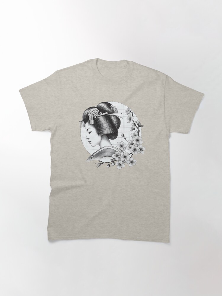 Thumbnail 3 von 7, Classic T-Shirt, Geisha Portrait – Elegance on Soft Pink designt und verkauft von Kobeko.