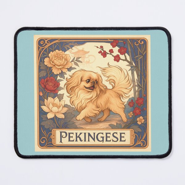 Item preview, Pekingese Art Nouveau – Regal Toy Dog Amid Asian Floral Motifs designed and sold by SUNAGIMO9999.