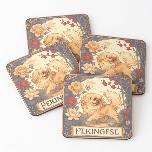 Item preview, Pekingese Art Nouveau – Regal Toy Dog Amid Asian Floral Motifs designed and sold by SUNAGIMO9999.
