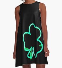 Neon Irish Shamrock A-Line Dress