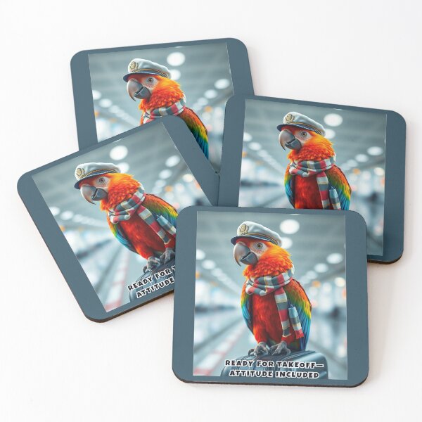 Item preview, Colorful Parrot with Flight Attendant Vibes – Ready for Takeoff with Attitude designed and sold by diaza.