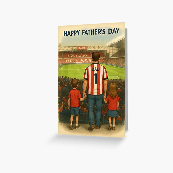 Item preview, Sunderland Father’s Day Card – Dad & Kids at the Stadium of Light designed and sold by Final Whistle Art.