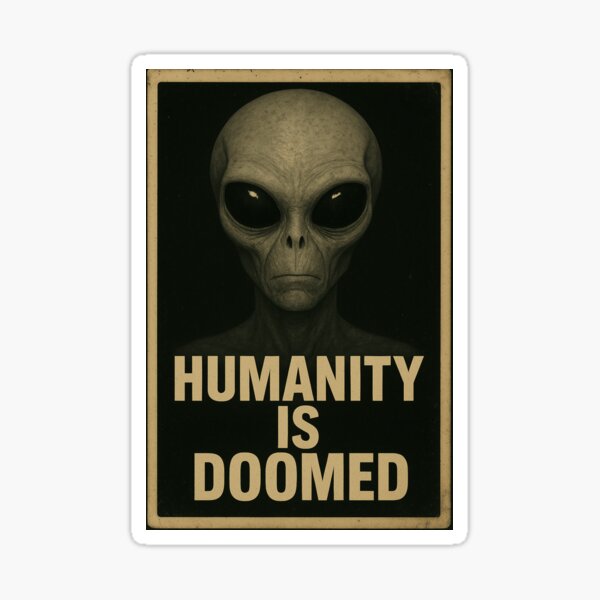 Item preview, Humanity is Doomed - Alien Warning Sticker designed and sold by SmoothWaves.