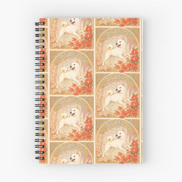 Item preview, White Shiba Inu – Art Nouveau Elegance with Japanese Seasonal Flowers designed and sold by SUNAGIMO9999.