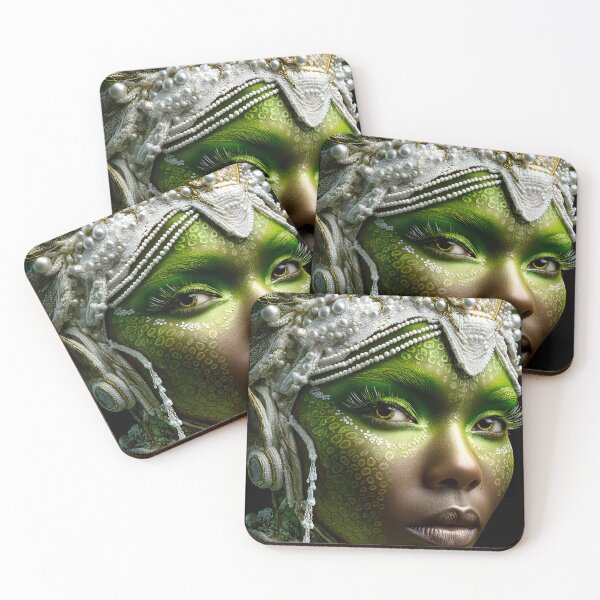 Item preview, Exquisite Green Fantasy Portrait with Pearl Embellishments designed and sold by Artessie.
