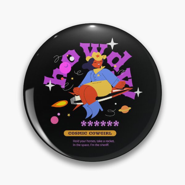 Item preview, Howdy Cosmic Cowgirl – Retro Space Cowgirl Riding Rocket with Stars & Saturn designed and sold by Artpace.