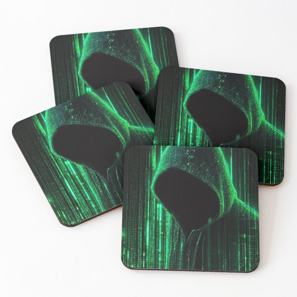 Item preview, Hooded Figure Hidden in Matrix Code with Glowing Green Digits designed and sold by BestDetailer.