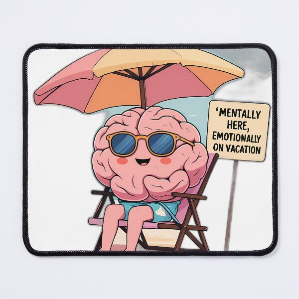 Item preview,  Mentally Here, Emotionally on Vacation – Mental Health Funny Design designed and sold by Jackypoo Design.
